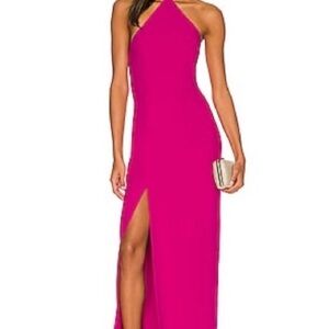 Amanda Uprichard Fuchsia Halter Maxi Dress